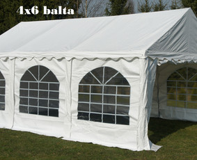 Palapinė 4x6 m balta nuomos kaina 65 Eur.