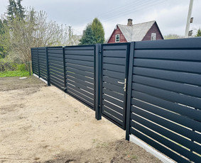 Skardine tvora Rombas, Vartai, Gamyba, Montavimas - Kiemo vartai, gamyba - 1 Kiemo vartai, gamyba - Skardine tvora Rombas, Vartai, Gamyba, Montavimas - 1