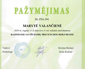 Psichologinės konsultacijos ir terapinis darbas / Marytė Valančienė / Darbų pavyzdys ID 3564713