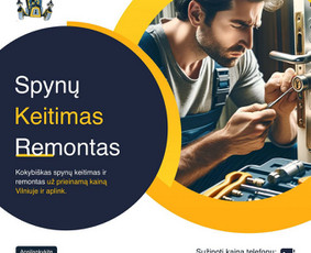 Avarinis durų atidarymas + Spynų remontas + Raktų gamyba - Buitinės paslaugos - 2 Buitinės paslaugos - Avarinis durų atidarymas + Spynų remontas + Raktų gamyba - 2