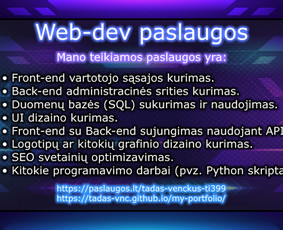 Internetinių svetainių kurimas (Full stack) - Interneto svetainių kūrimas - 1 Interneto svetainių kūrimas - Internetinių svetainių kurimas (Full stack) - 1