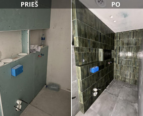 Plytelių klijavimo (klojimo) darbai . - Vonios remontas - 3 Vonios remontas - Plytelių klijavimo (klojimo) darbai . - 3