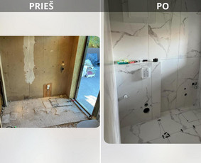 Plytelių klijavimo (klojimo) darbai . - Vonios remontas - 1 Vonios remontas - Plytelių klijavimo (klojimo) darbai . - 1