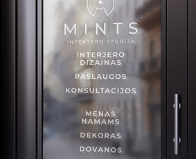 MINTS Lipdukas ant stiklo su atliekamomis paslaugomis.