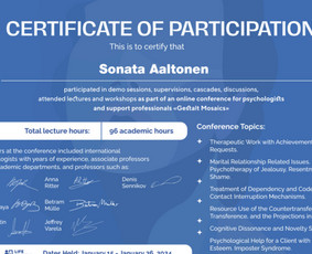 Geštalto psichoterapija, giluminis koučingas. Porų terapija / Sonata Aaltonen, PCC / Darbų pavyzdys ID 3713071