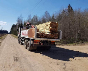 Negabaritinių krovinių gabenimas - Keturašio savivarčio su kranu ir greiferiniu kaušu paslaukos - 2