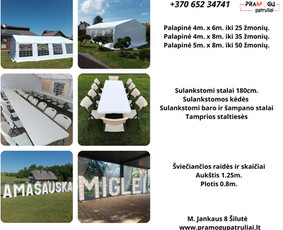 Palapinių nuoma Šviečiančių raidžių nuoma Batutų nuoma / Pramogų Patruliai / Darbų pavyzdys ID 3778415