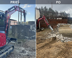 4t Mini ekskavatoriaus,bobcat.polių grežimas.griovimas / Spec. technikos nuoma Vilnius / Darbų pavyzdys ID 3870970