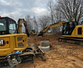 Žemės kasimas, lyginimas - Statybinė technika, ekskavatoriai, mini krautuv - 1