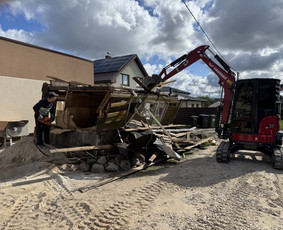 4t Mini ekskavatoriaus,bobcat.polių grežimas.griovimas / Spec. technikos nuoma Vilnius / Darbų pavyzdys ID 3907394