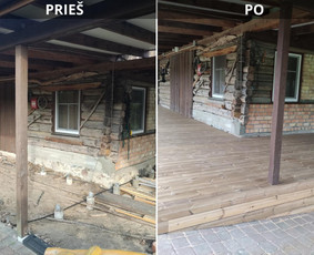 Siulom savo paslaugas terasu darymas rąstinių namų surinkima / Evaldas Vyšniauskas / Darbų pavyzdys ID 3974345