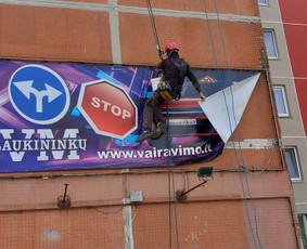 Aukštalipių paslaugos, tarpblokinių siūlių remontas - Iškabų, reklaminių tentų montavimas ir demontavimas - 1 Iškabų, reklaminių tentų montavimas ir demontavimas - Aukštalipių paslaugos, tarpblokinių siūlių remontas - 1