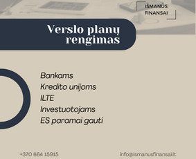 Es paramos paraiškų, verslo planų, projektų rengimas / Išmanūs finansai / Darbų pavyzdys ID 4005067