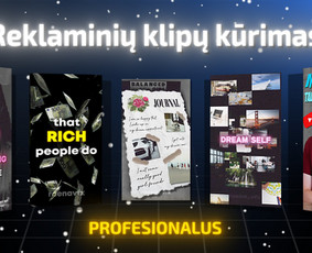 Trumpų video (Reels / Tiktok / Shorts) montavimas Per 24h - Reklaminių klipų kūrimas - 1 Reklaminių klipų kūrimas - Trumpų video (Reels / Tiktok / Shorts) montavimas Per 24h - 1
