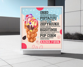 Bubble waffle ledų menių maketavimas.