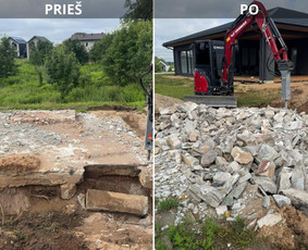 4t Mini ekskavatoriaus,bobcat.polių grežimas.griovimas / Spec. technikos nuoma Vilnius / Darbų pavyzdys ID 4014173