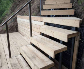 Mediniai laiptai, gamyba - Terasų įrengimas, montavimas - 2