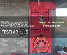 Sandarumo testas, akustiniai matavimai - Pastatų sandarumo bandymai - 3 Pastatų sandarumo bandymai - Sandarumo testas, akustiniai matavimai - 3