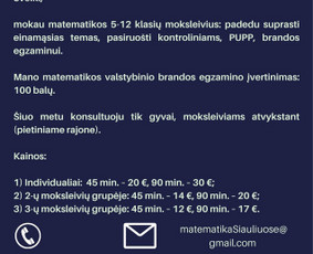 Mokymai, kursai, kalbos - Matematikos korepetitorius &Scaron;iauliuose - 2