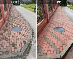 Trinkelių, kiemo dangų ir kitų paviršių plovimas - Trinkelių valymas - 2 Trinkelių valymas - Trinkelių, kiemo dangų ir kitų paviršių plovimas - 2