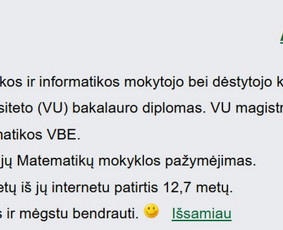 Mokymai, kursai, kalbos - Matematikos korepetitorius internetu - 2