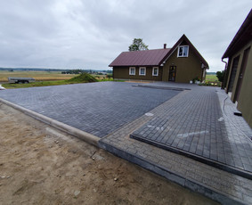 Trinkelių klojimas, Pagrindo ruošimas. Gerbuvio darbai - Aplinkos tvarkymas, apželdinimas - 1 Aplinkos tvarkymas, apželdinimas - Trinkelių klojimas, Pagrindo ruošimas. Gerbuvio darbai - 1