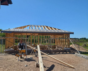 Sodo, mediniai nameliai - Terasos, Stogai, Stoginės, Karkasiniai namai - 1