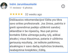 Profesionali pagalba parduodant ar nuomojant NT / Edita Linkelė / Darbų pavyzdys ID 4101901
