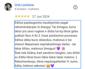 Profesionali pagalba parduodant ar nuomojant NT / Edita Linkelė / Darbų pavyzdys ID 4101919