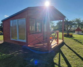 Sodo, mediniai nameliai - Terasos, karkasiniai statiniai, vent. fasadai, sandeliukai. - 1