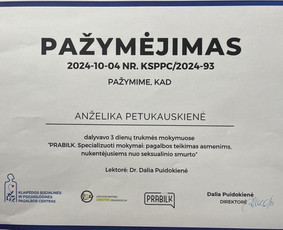 Psichologinis konsultavimas. Geštalto psichoterapija. Lt, Ru / Anželika Petukauskienė / Darbų pavyzdys ID 4125646