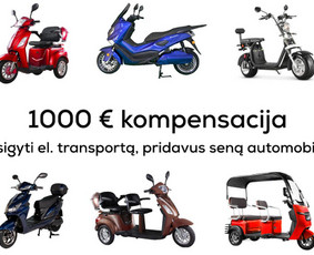 1000€ kompensacija įsigyjant elektrinį mototolerį - Kitos įvairios paslaugos - 1 Kitos įvairios paslaugos - 1000€ kompensacija įsigyjant elektrinį mototolerį - 1
