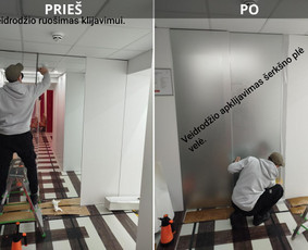 Matinės plėvelės klijavimas ant veidrodžio.