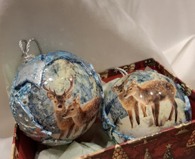Rankų darbo kalėdinis žaisliukas "Du draugai". Yra 1 komplektas, Komplekto kaina 15 Eur