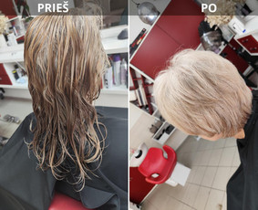 Grožio paslaugos - Viri&scaron;ki kirpimai, moterų kirpimai, dažymu technikos, sruoge, - 1