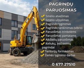 Žemės kasimas, lyginimas - Dolomito skalda, smėlis, žvyras. Sunkiosios technikos nuoma - 1