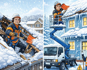 Auk&scaron;talipiai - Sniego valymas nuo stogų - 1