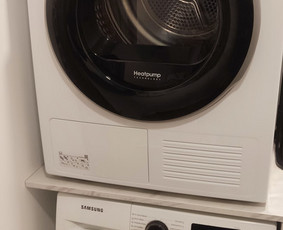 Džiovyklės ir skalbimo mašinos pajungimas, pajungimo pralaidos gręžimas stalvirštyje.
