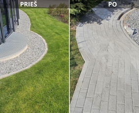 Drenažo įrengimas - Trinkelių klojimas. - 2