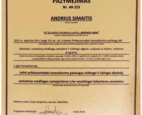 Mindfulness mokytojas, priklausomybių konsultantas / Andrius Simaitis / Darbų pavyzdys ID 4314769