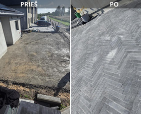 Trinkelių klojimas - Trinkeliu klojimas, pagrindu paruosimas 10e. 1kv. - 1