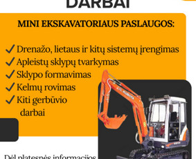 Tran&scaron;ėjų kasimas - Mini ekskavatoriaus paslaugos su operatoriumi - 2