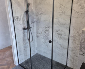 Baldų gamyba - Du&scaron;o kabinų gamyba ir montavimas Stiklo pertvaro - 1