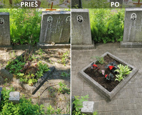 Kapų tvarkymas - Raidžių kalimas ant paminklo kapinėse - 4