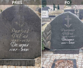 Kapų tvarkymas, priežiūra - Raidžių kalimas ant paminklo kapinėse - 4