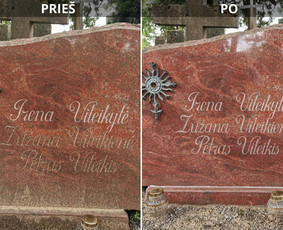 Kapų tvarkymas, priežiūra - Raidžių kalimas ant paminklo kapinėse - 3
