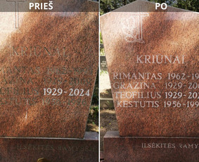 Kapų tvarkymas, priežiūra - Raidžių kalimas ant paminklo kapinėse - 1