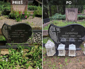 Kapų tvarkymas, priežiūra - Raidžių kalimas ant paminklo kapinėse - 2