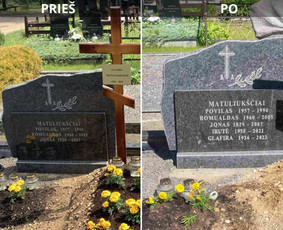 Kapų tvarkymas, priežiūra - Raidžių kalimas ant paminklo kapinėse - 1