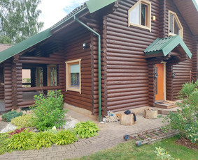 Statybos darbai - Medinių namų dažymas.terasu, pakalimų montavimas - 1